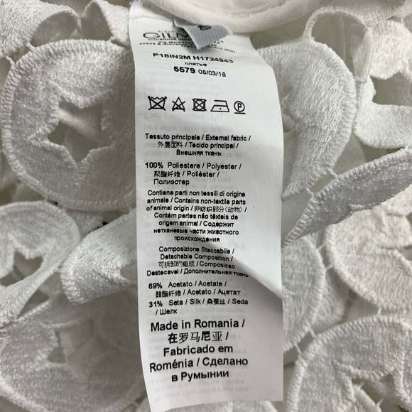 Nº21 White Polyester Eyelet Dropped Waist Dress - Picture 7 of 8